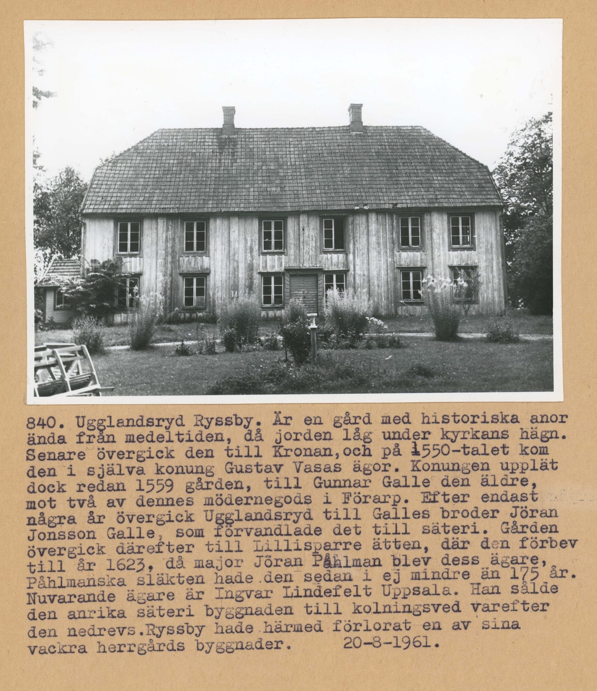 Ugglansyrd, Ryssby 1961